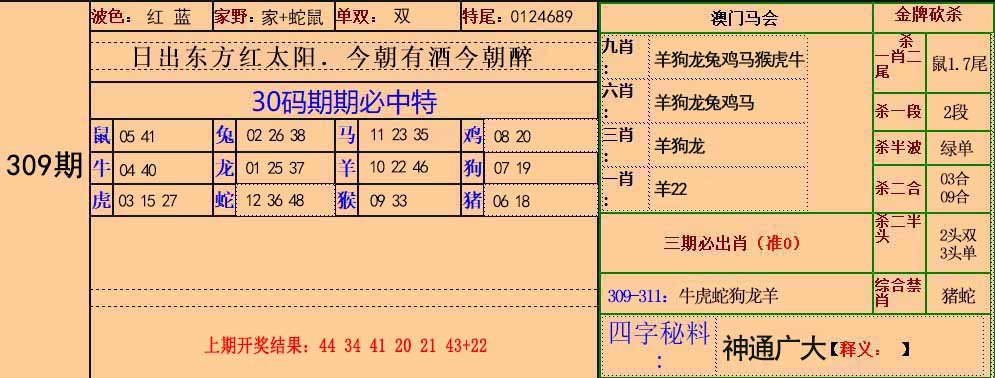 2024309期30码中特