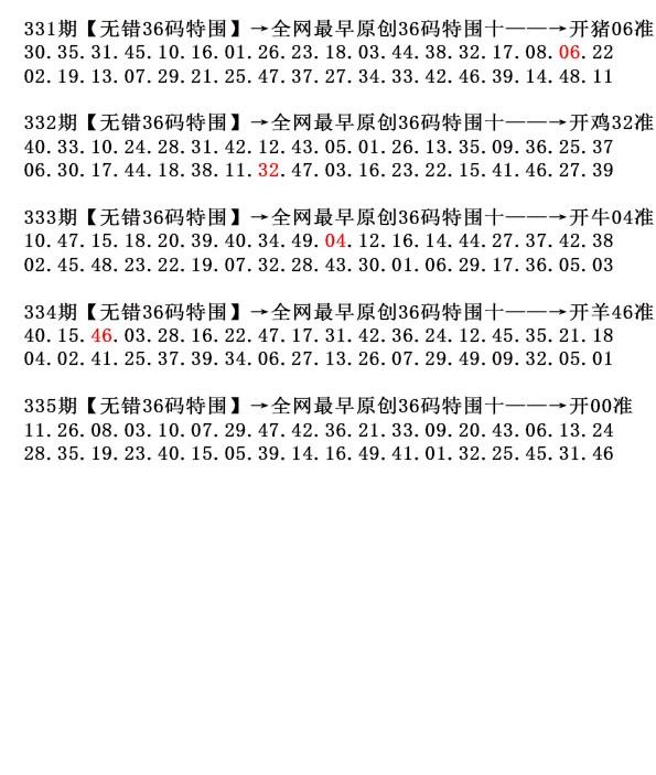 2024335期36码特围