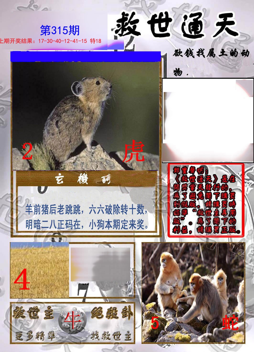2024315期救世通天报