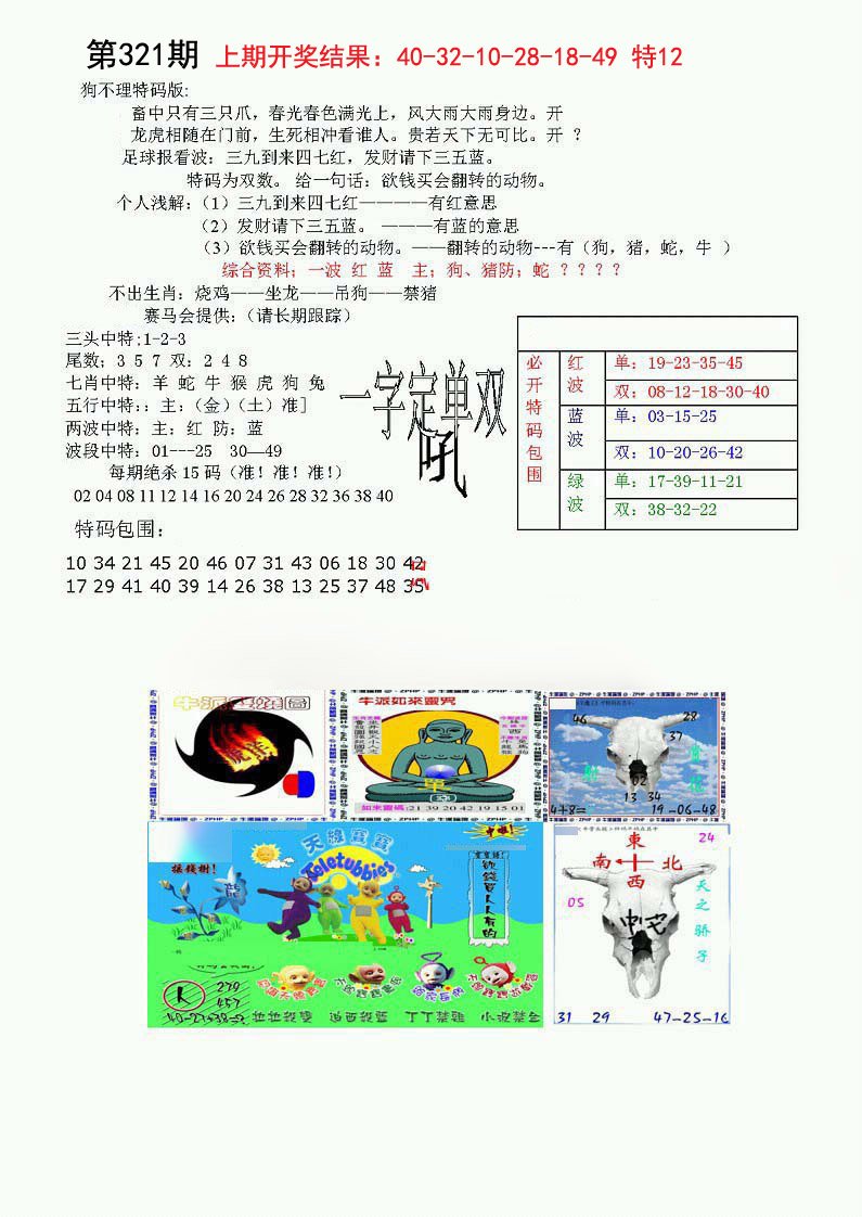 2024321期狗不理特码报