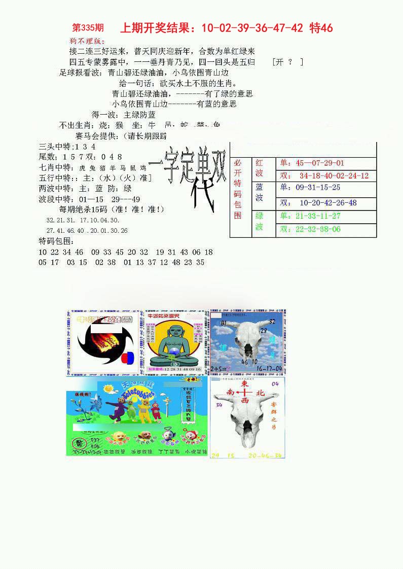 2024335期狗不理特码报
