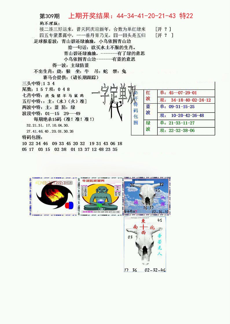 2024309期狗不理特码报
