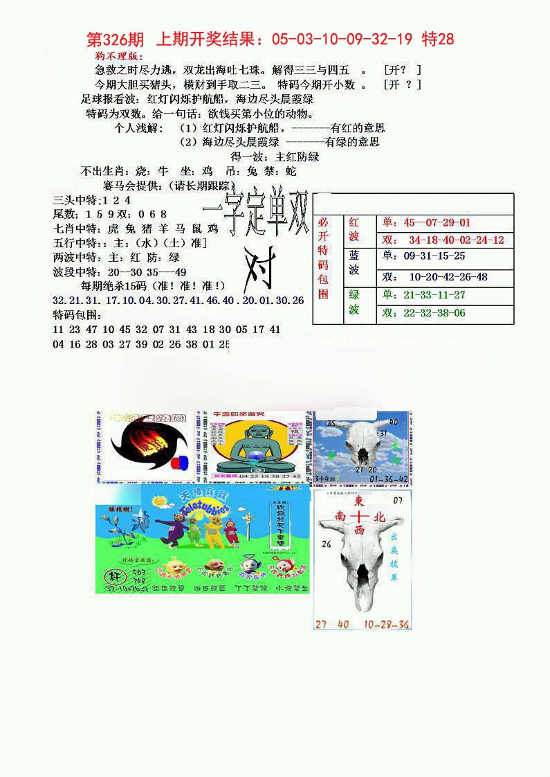 2024326期狗不理特码报