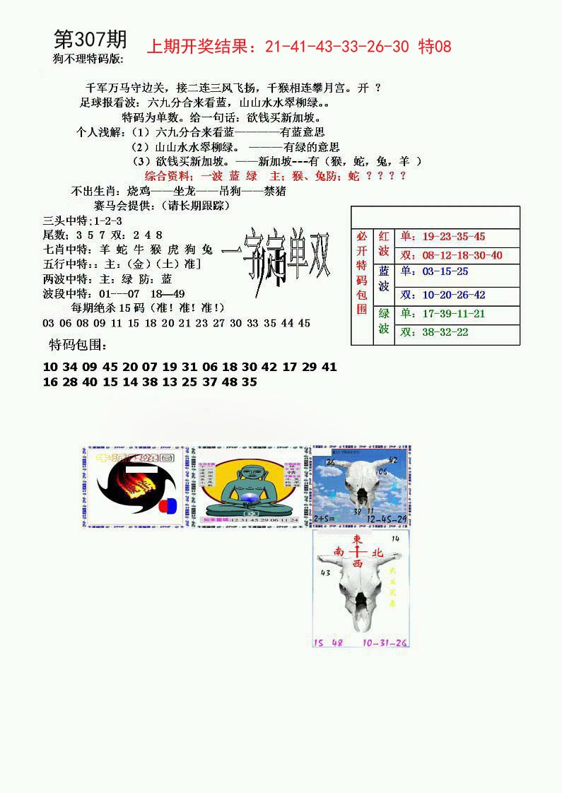 2024307期狗不理特码报