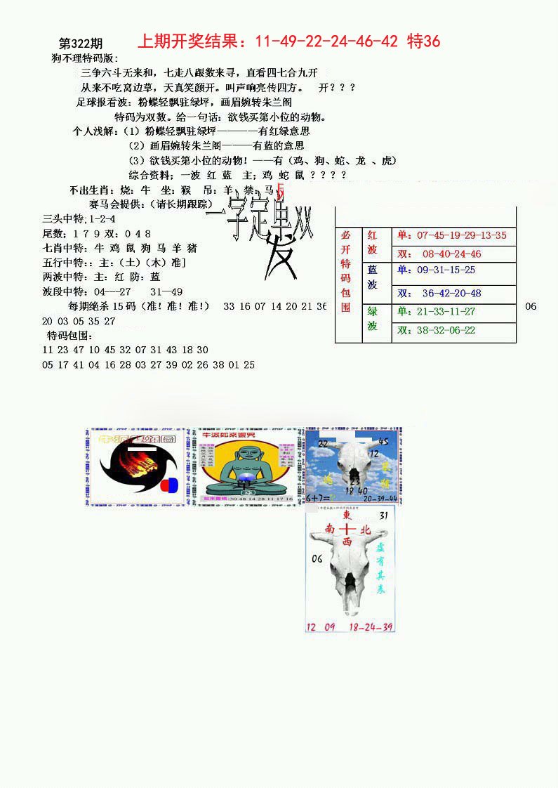 2024322期狗不理特码报