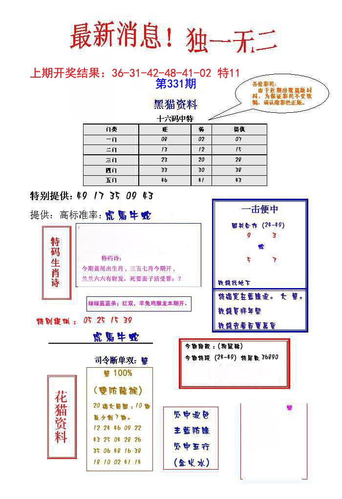 2024331期独一无二