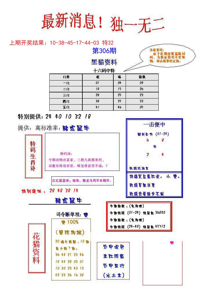 2024306期独一无二