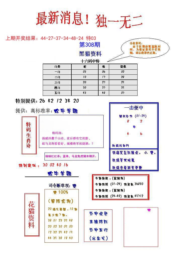 2024308期独一无二