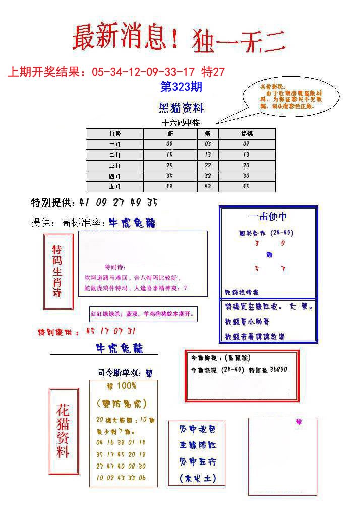 2024323期独一无二