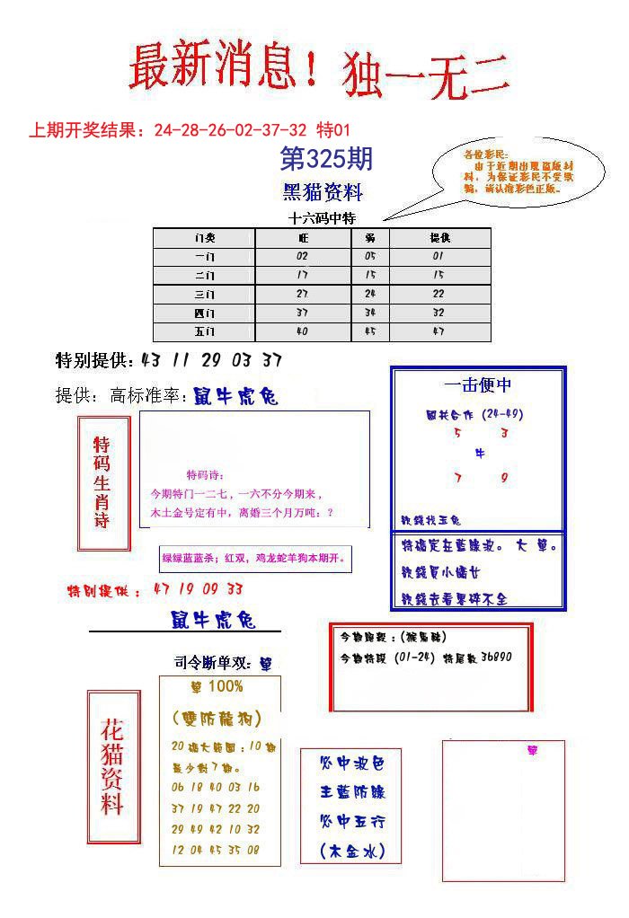 2024325期独一无二
