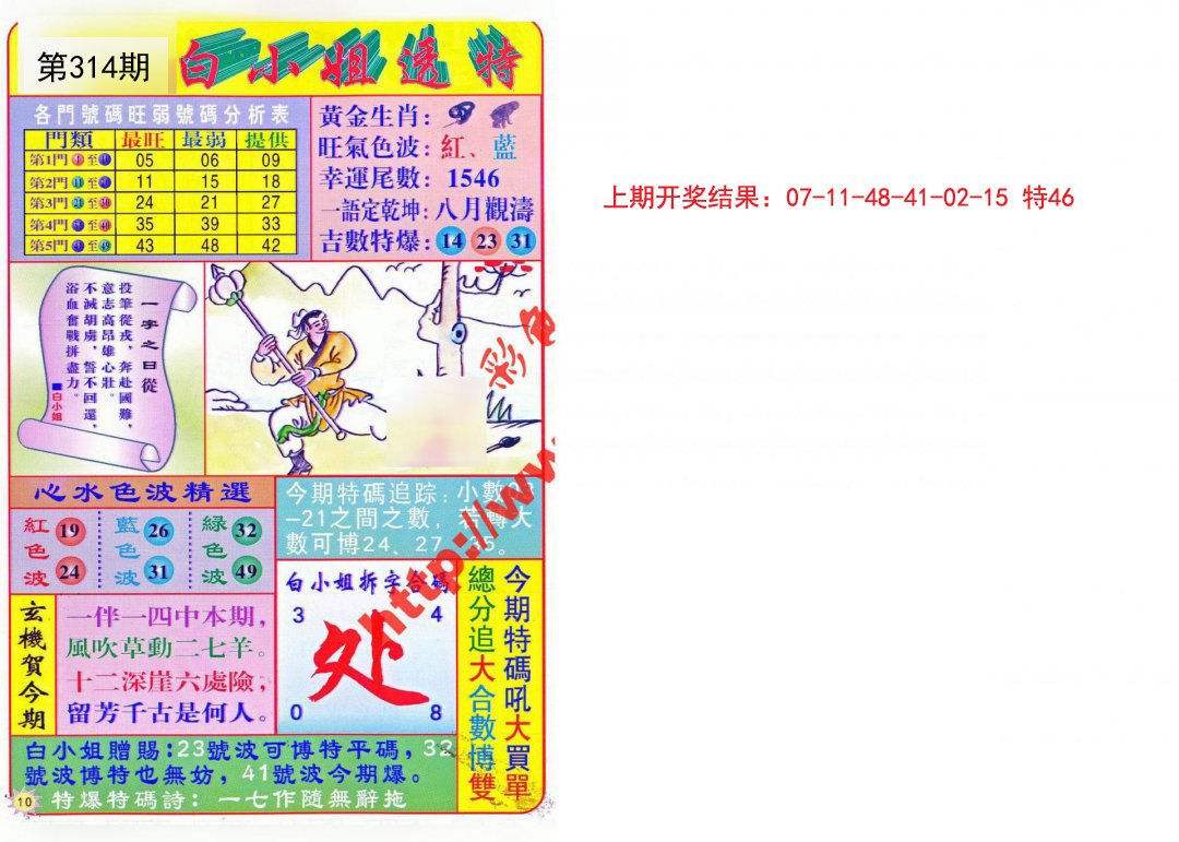 2024314期白小姐透特