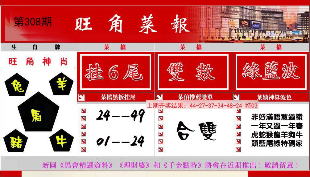 2024308期旺角菜报