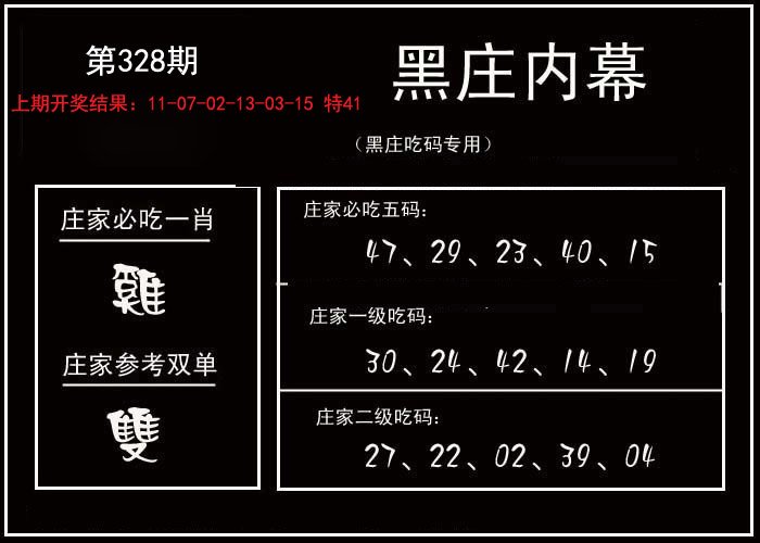 2024328期黑庄内幕
