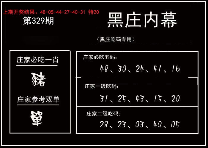 2024329期黑庄内幕