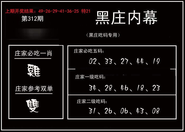 2024312期黑庄内幕