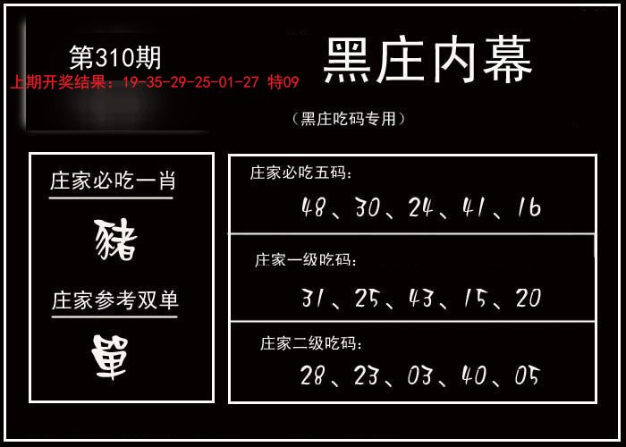 2024310期黑庄内幕
