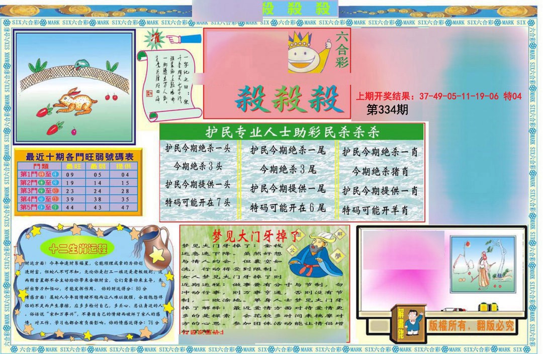 2024334期九龍杀杀杀A(推荐)