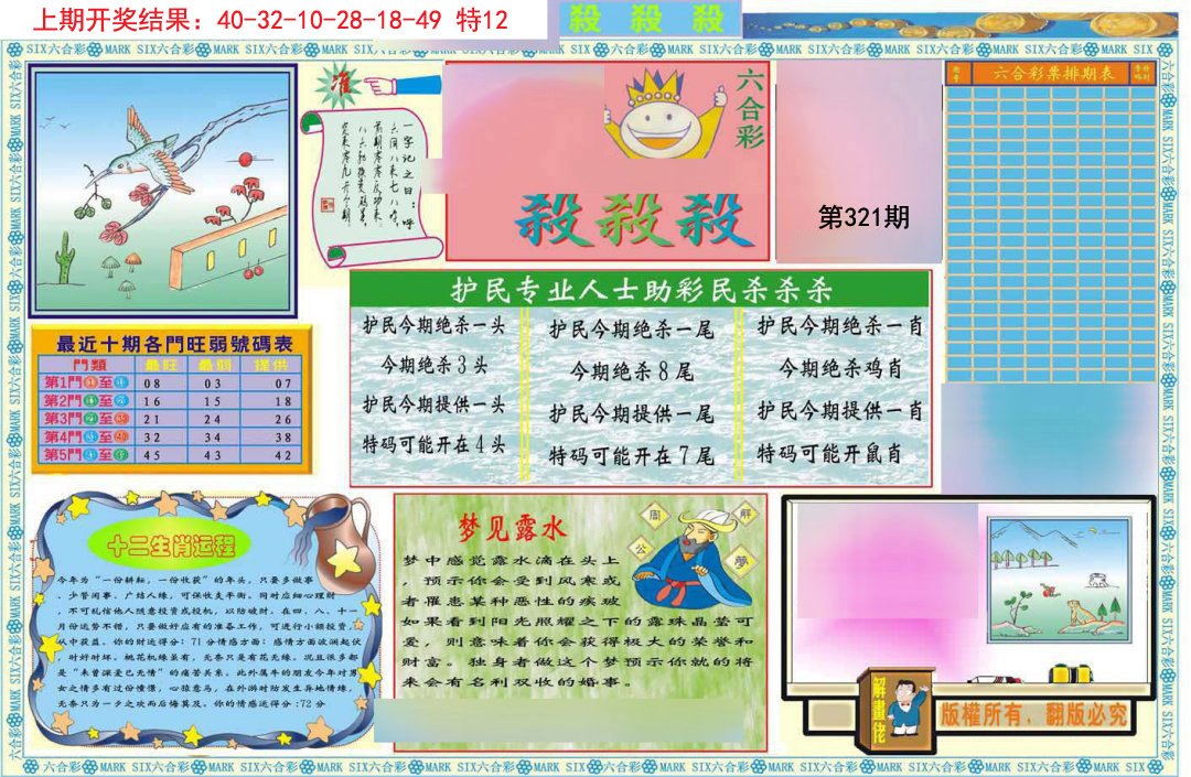 2024321期九龍杀杀杀A(推荐)