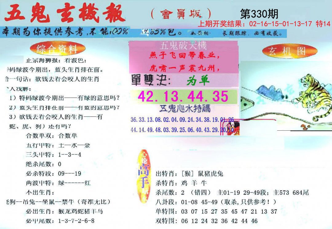 2024330期新五鬼玄机