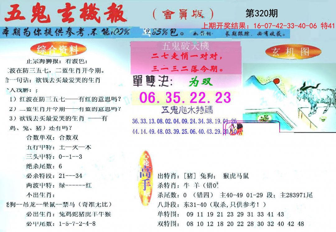 2024320期新五鬼玄机