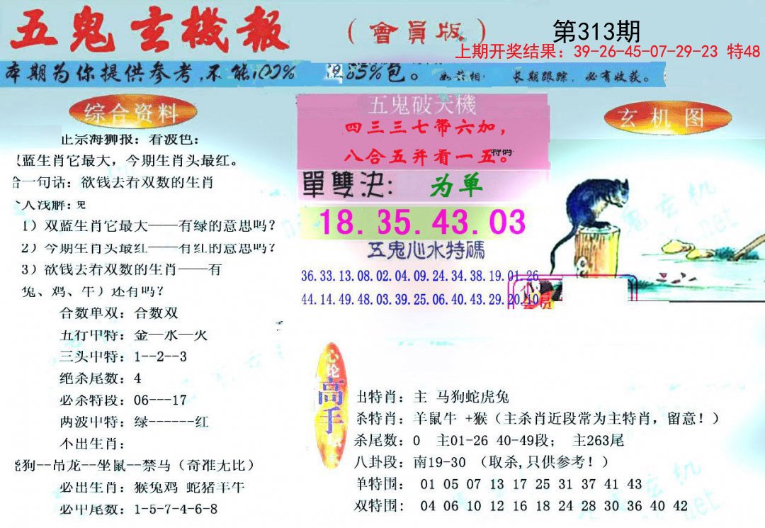 2024313期新五鬼玄机