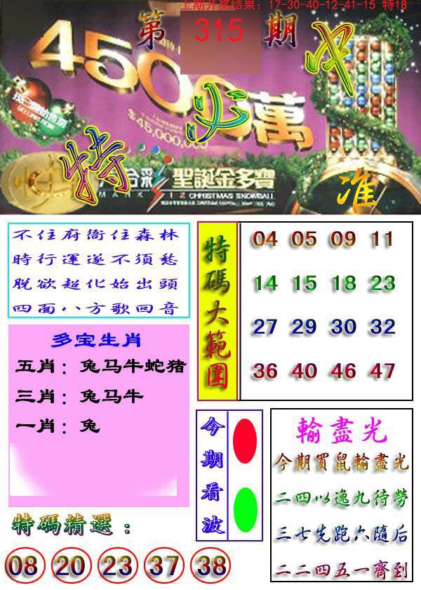 2024315期特必中