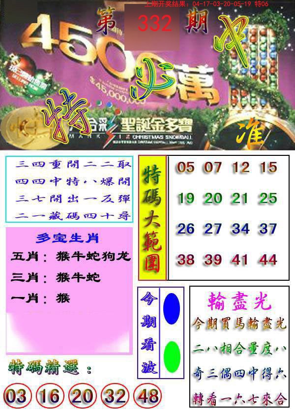 2024332期特必中