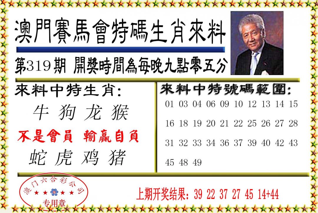 2024319期特码生肖来料