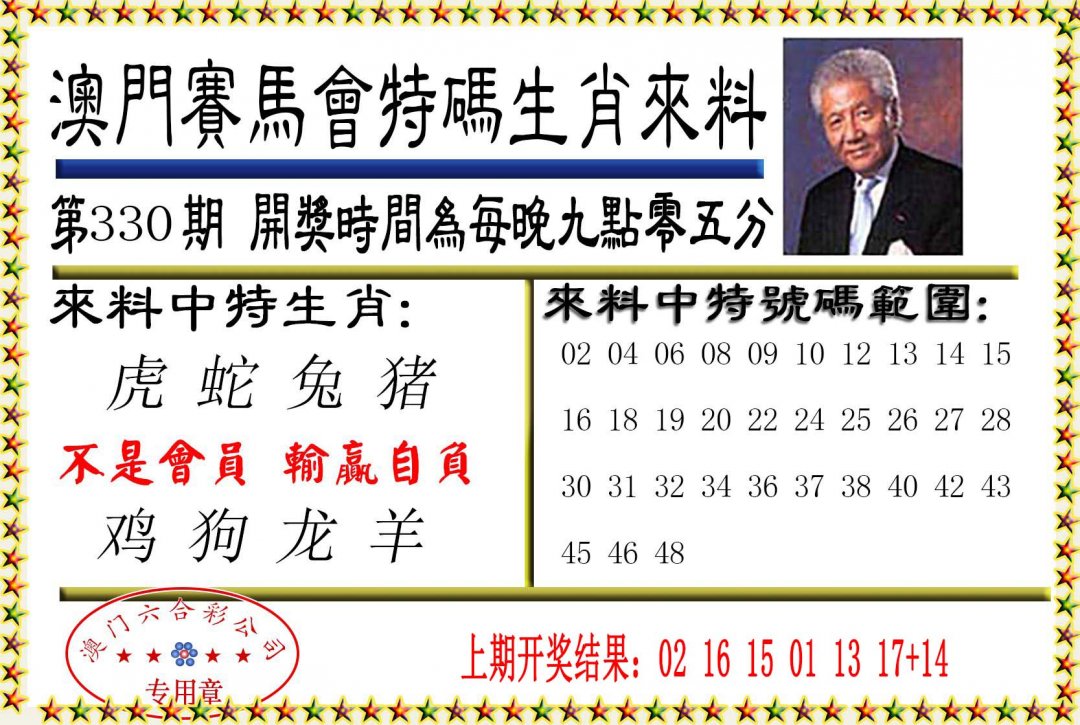 2024330期特码生肖来料