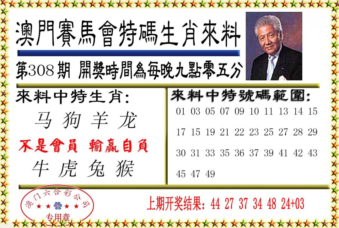 2024308期特码生肖来料