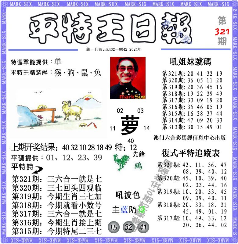 2024321期平特王日报
