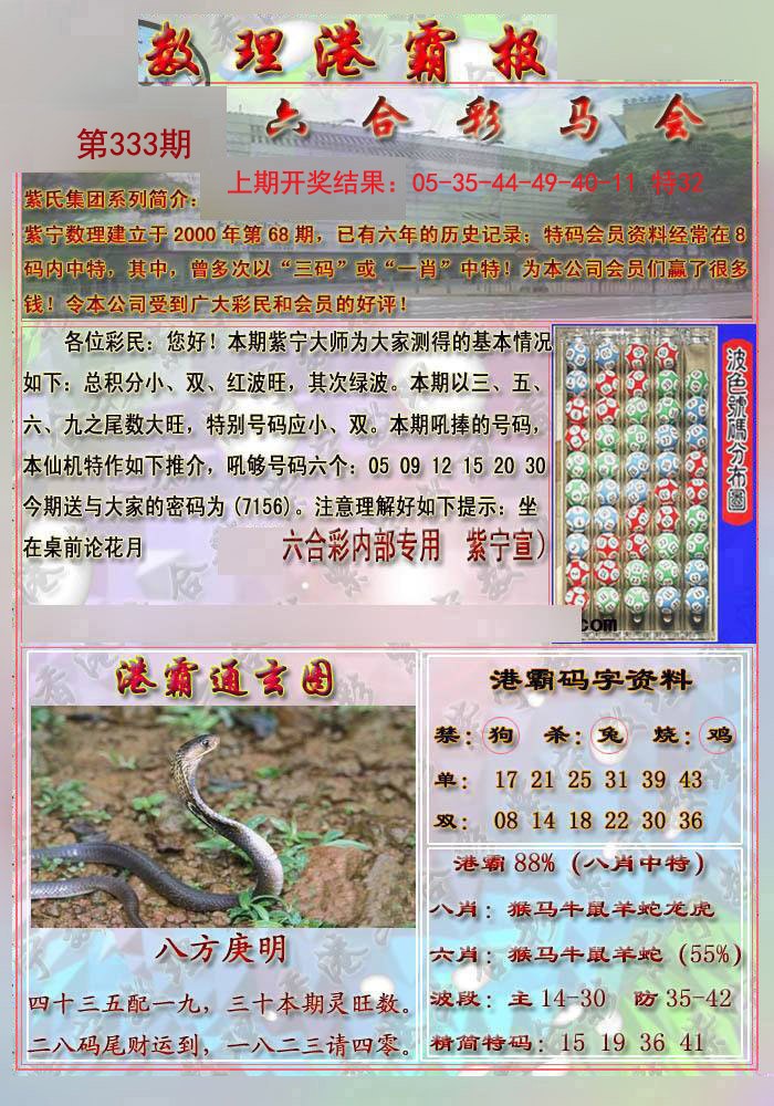 2024333期港霸报