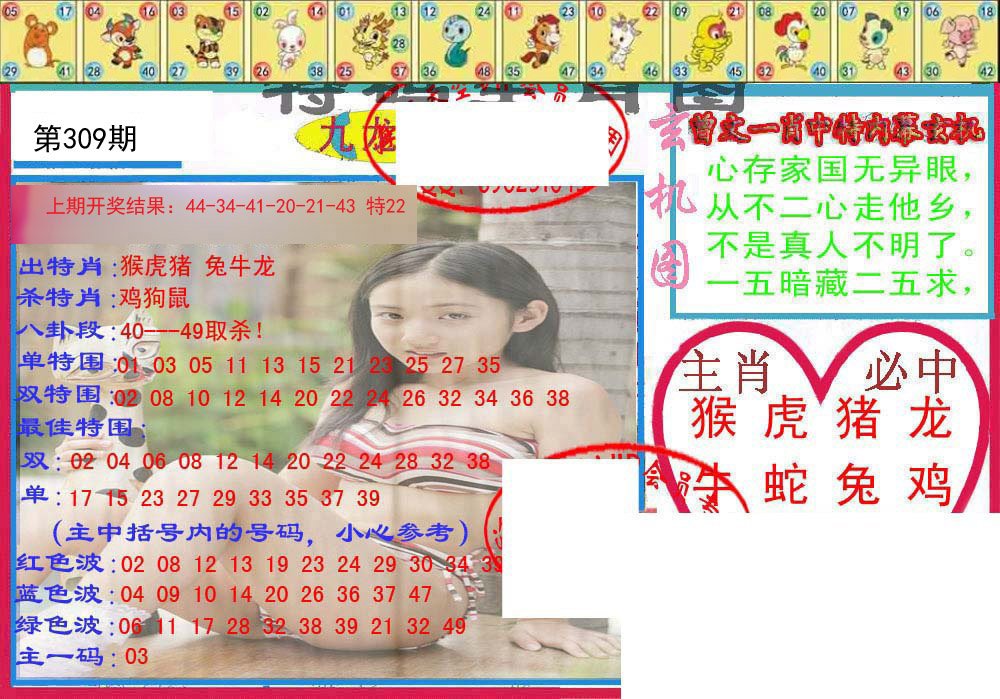 2024309期特码生肖图