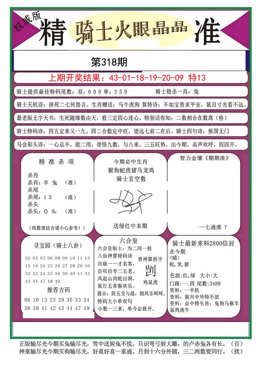 2024318期骑士火眼晶晶a