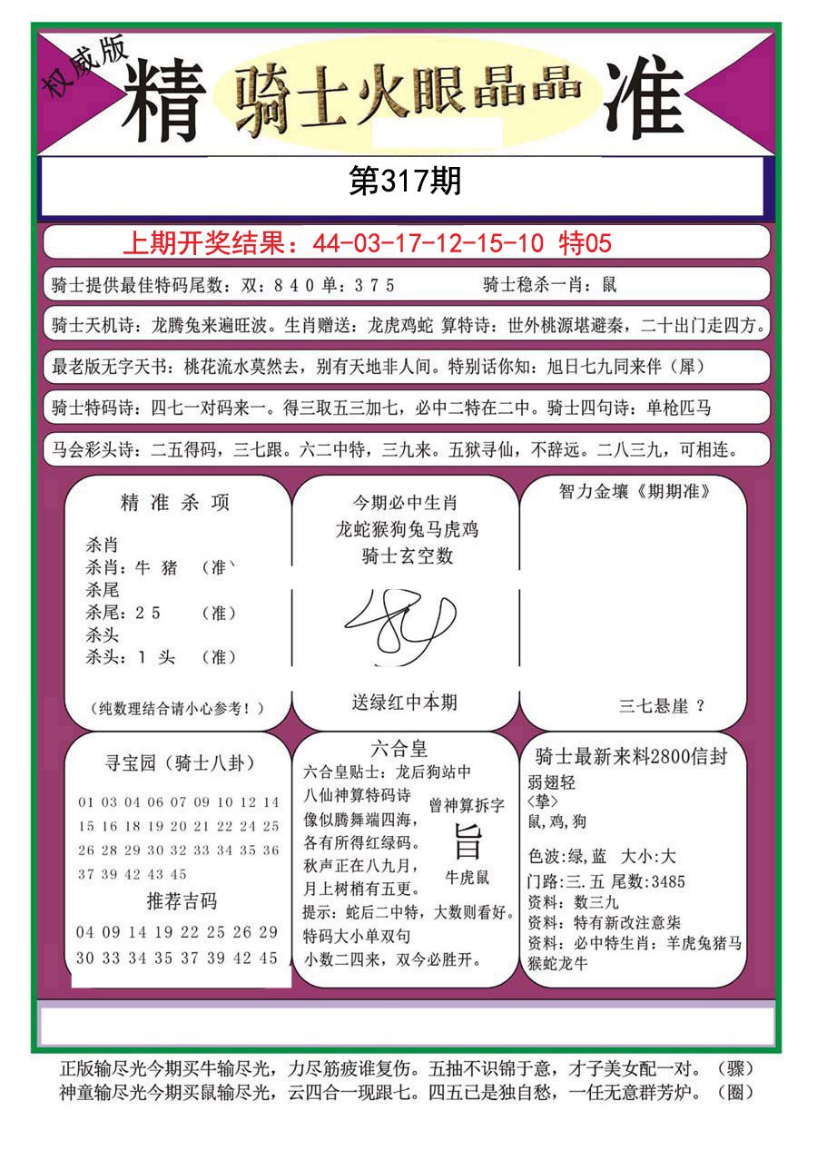 2024317期骑士火眼晶晶a
