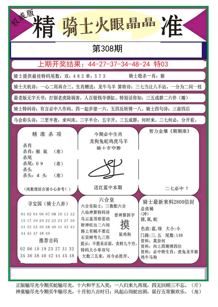 2024308期骑士火眼晶晶a