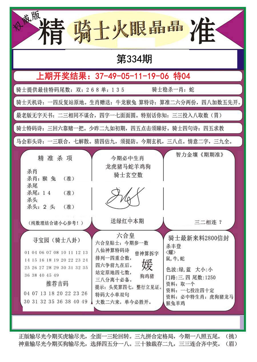 2024334期骑士火眼晶晶a