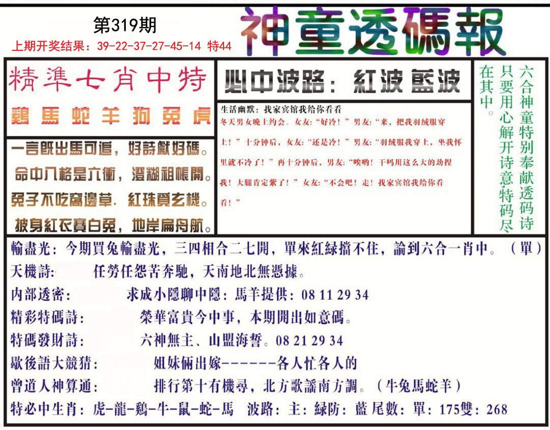 2024319期神童透码报