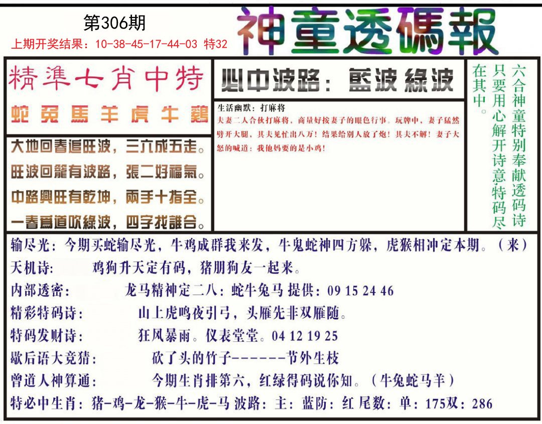 2024306期神童透码报