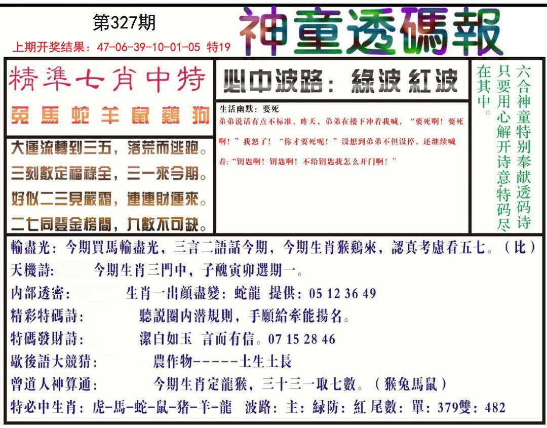 2024327期神童透码报