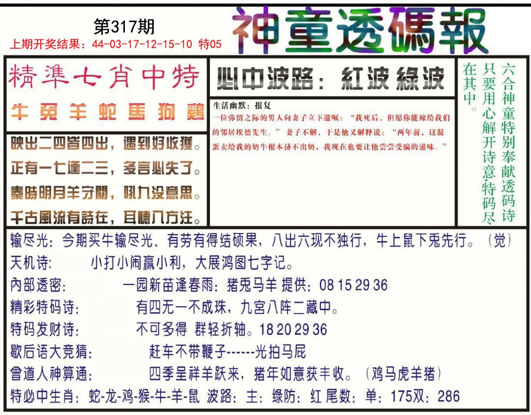 2024317期神童透码报