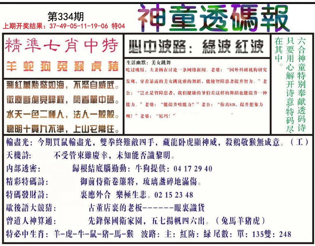 2024334期神童透码报