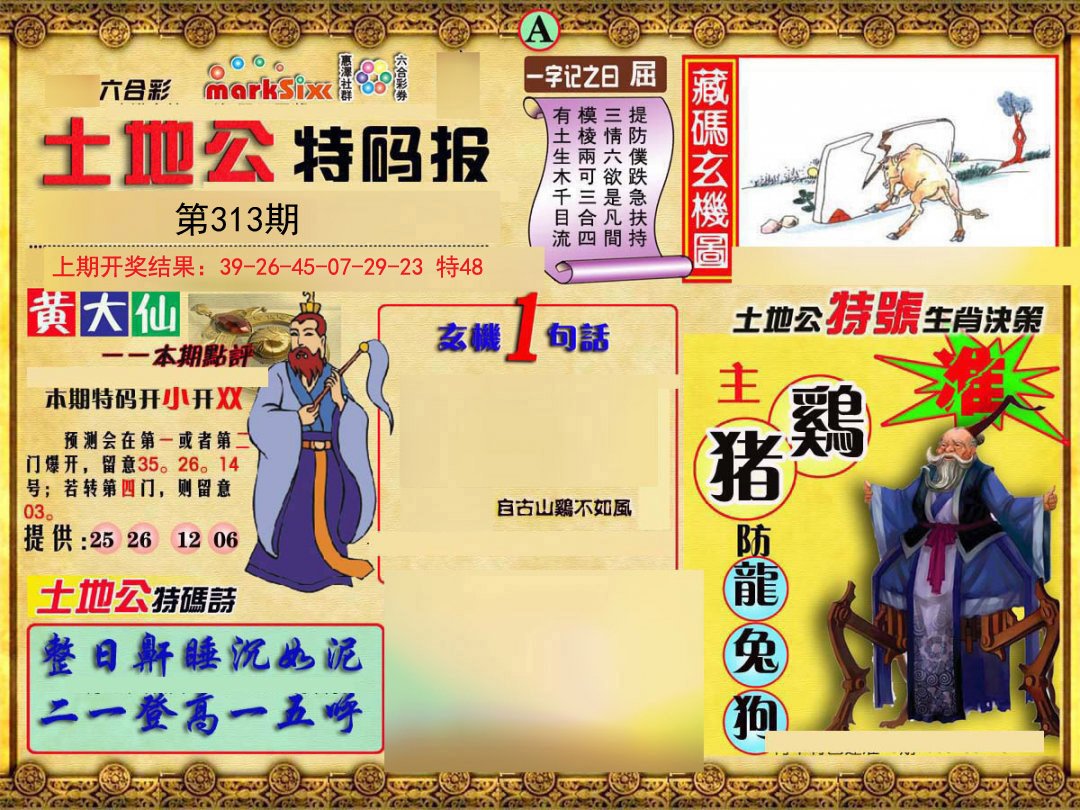 2024313期土地公特码报A