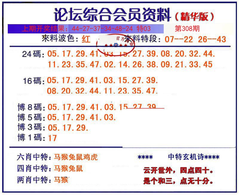 2024308期综合会员资料