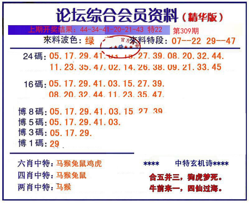 2024309期综合会员资料
