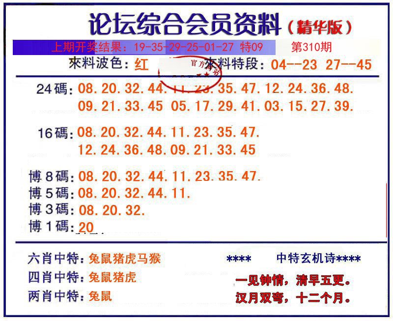 2024310期综合会员资料