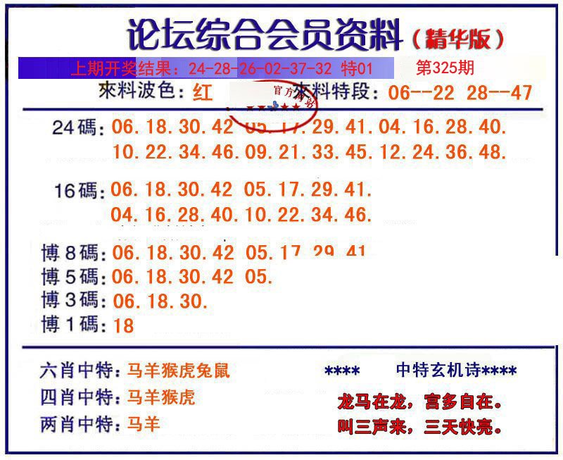 2024325期综合会员资料