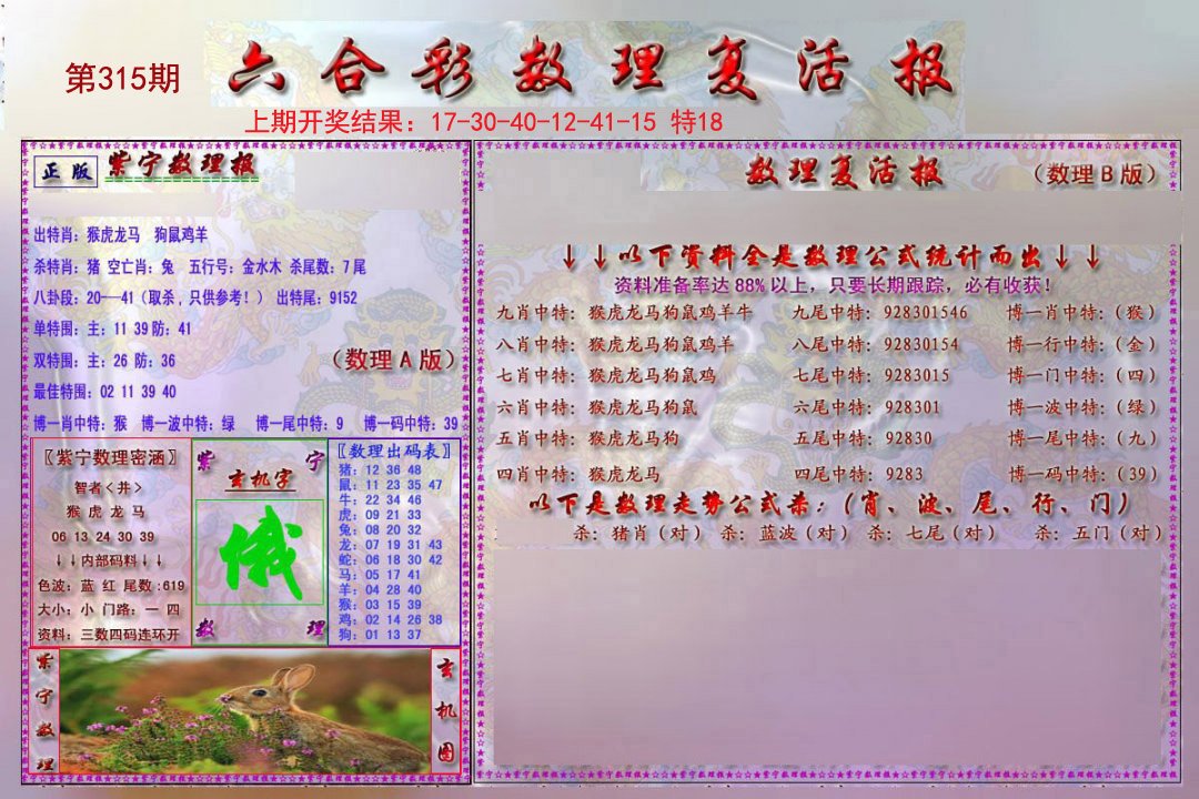 2024315期数理复活报