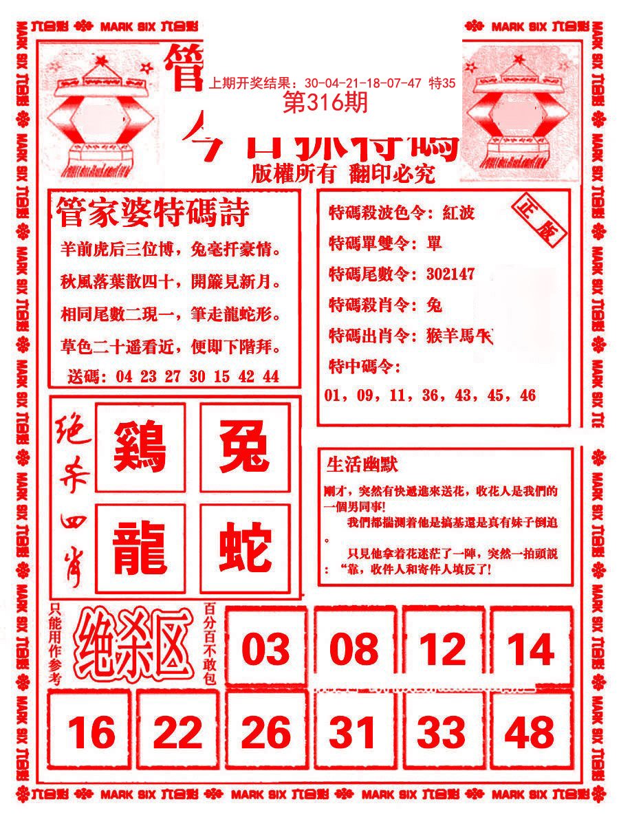 2024316期管家婆抓特码B