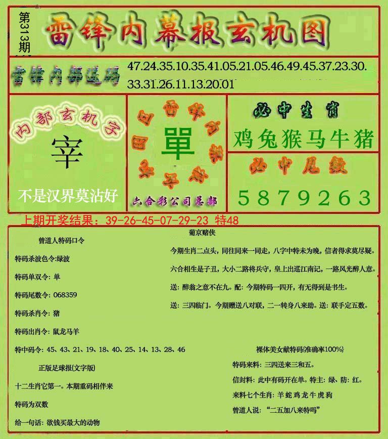 2024313期雷锋玄机报
